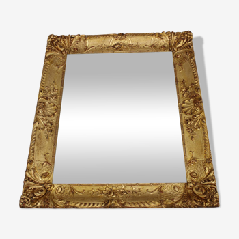 1940s Italian Mirror in Golden Wood Frame