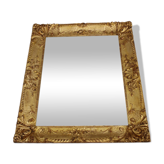 1940s Italian Mirror in Golden Wood Frame