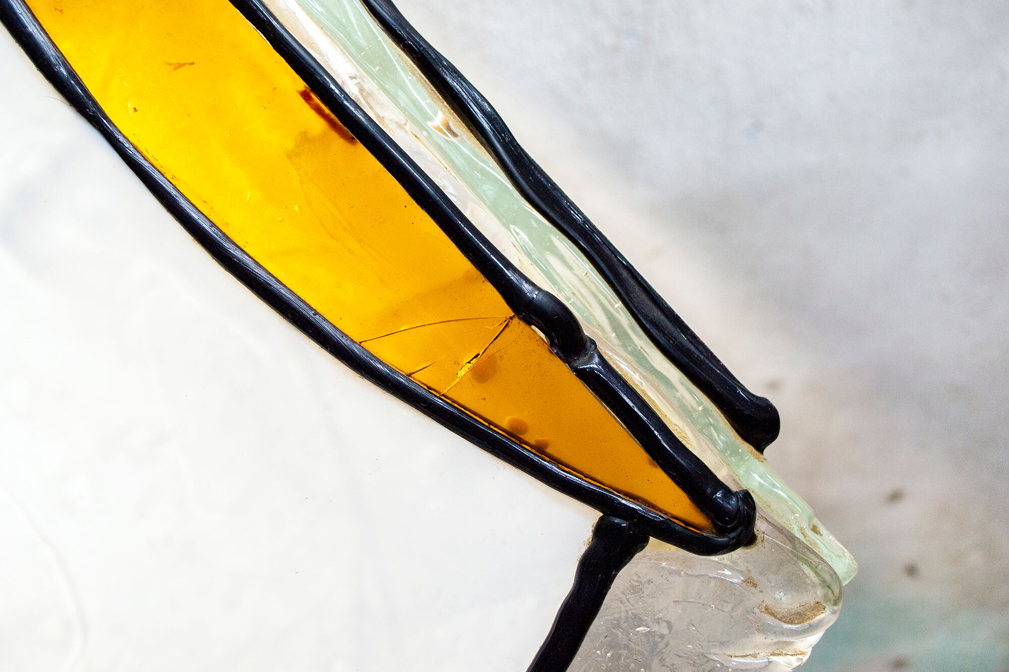 Lampadario vetro piombo colorato e silicone Italia Anni '70