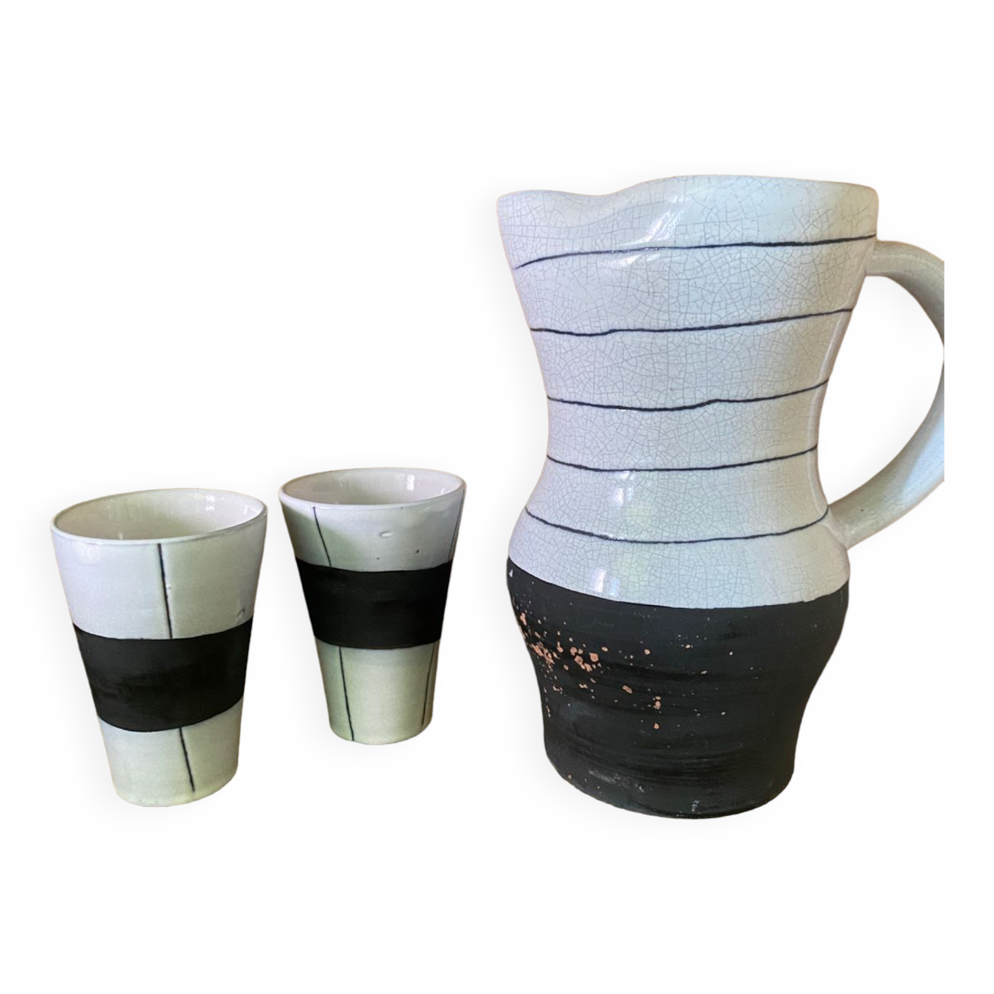 Pitcher and 2 Jacques Innocenti cups
