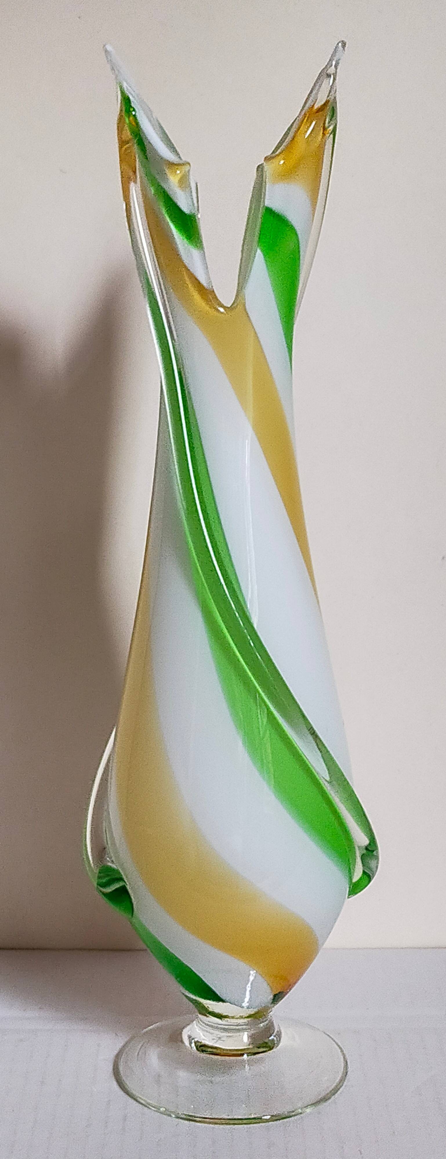 Vintage two-tone glass vase 39 cm