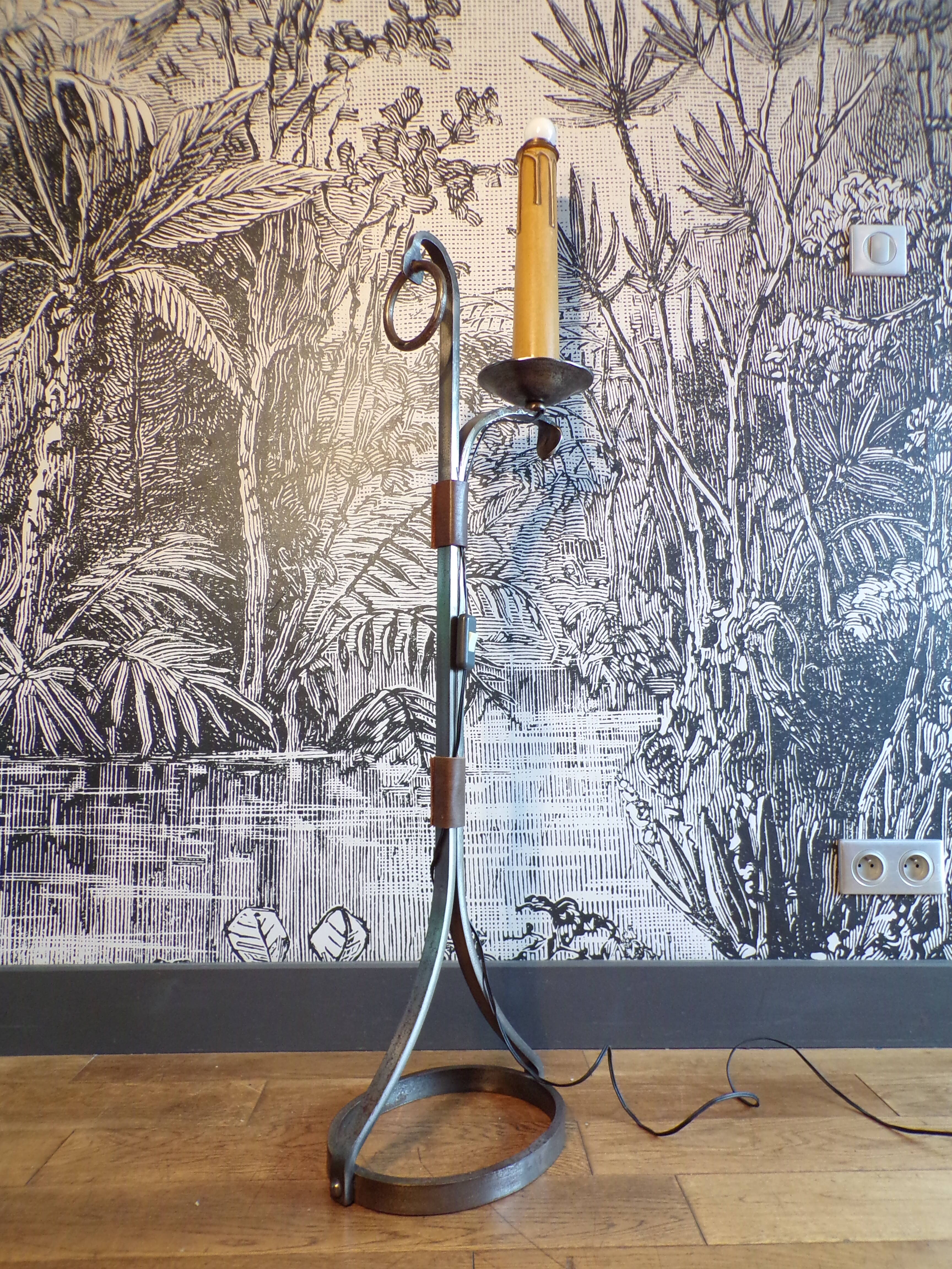 Brutalist jp Ryckaert floor lamp in wrought iron