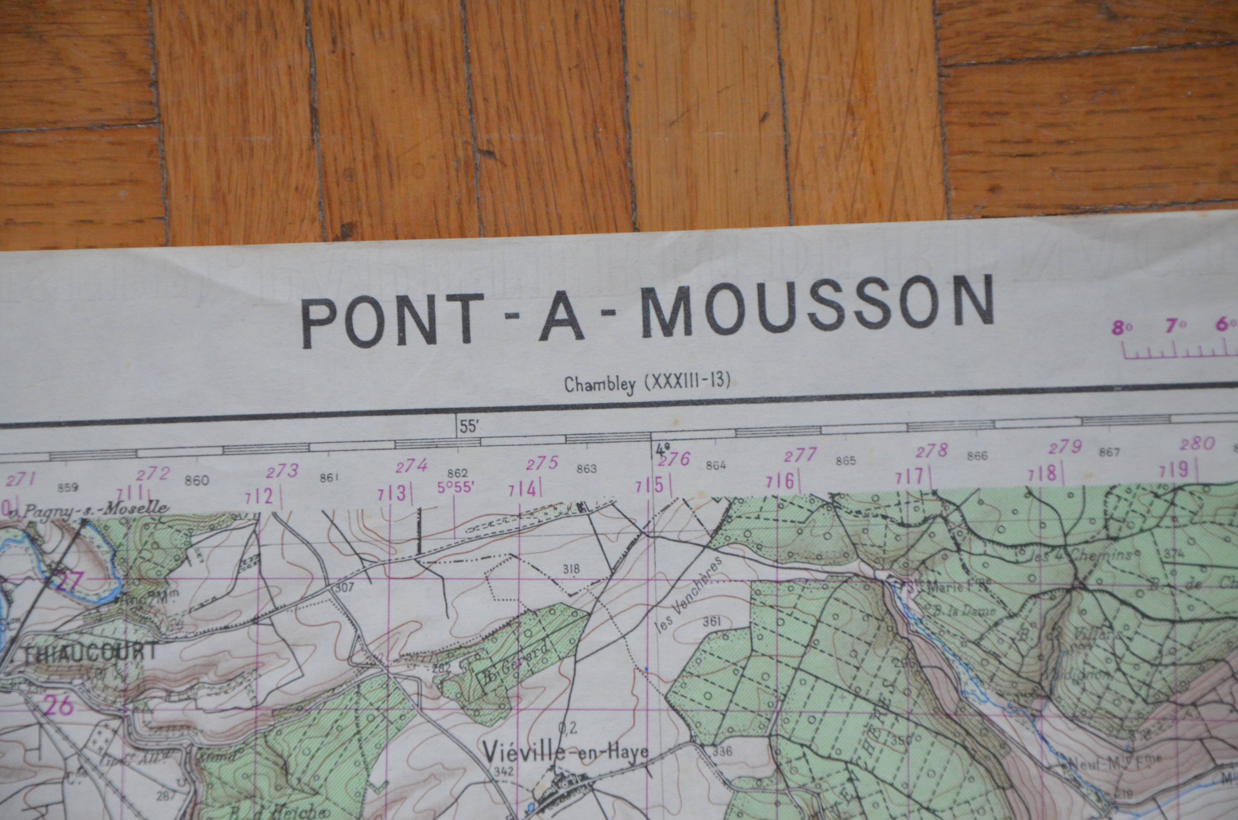 Vintage map of Pont-à-Mousson