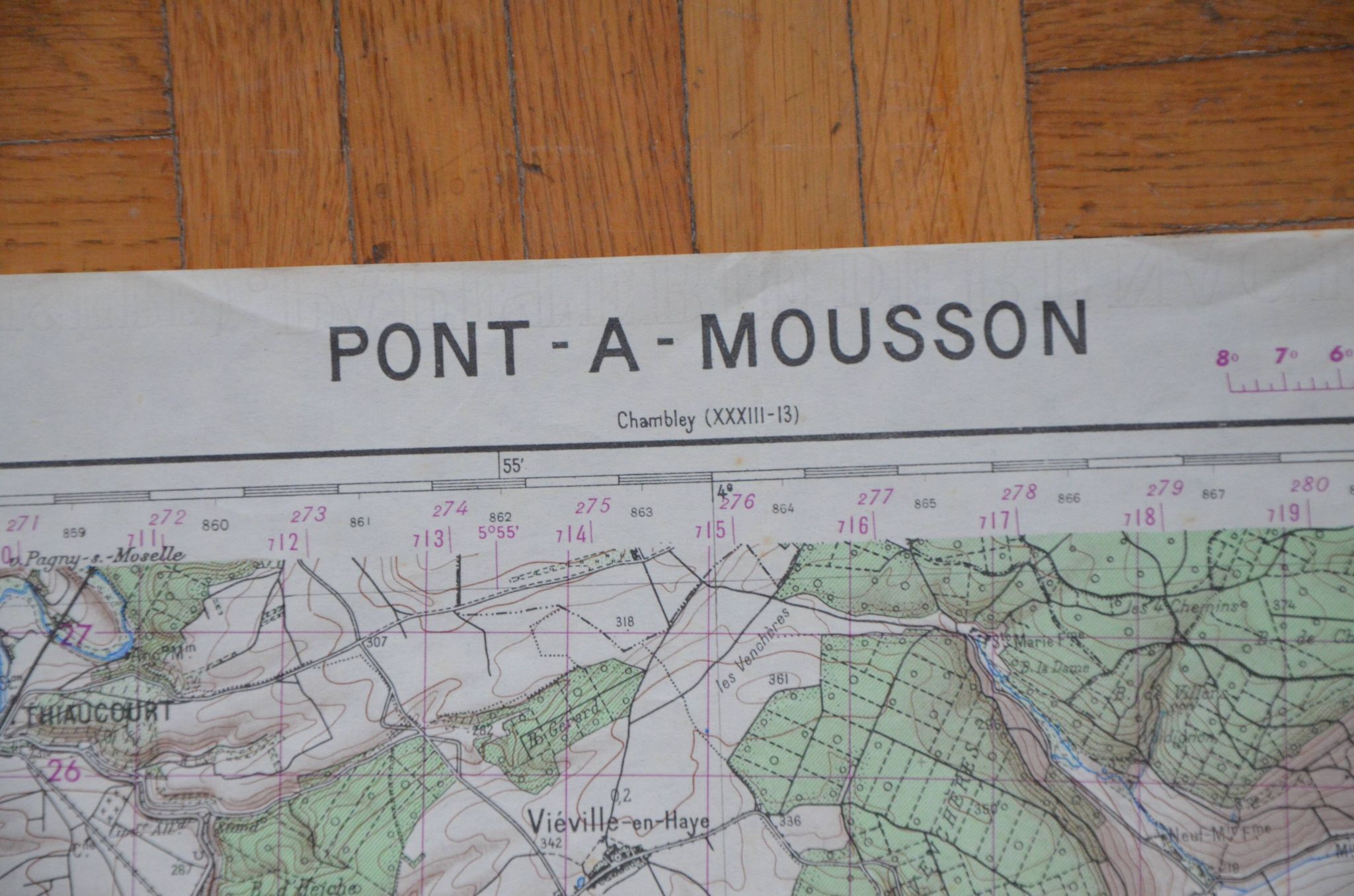 Vintage map of Pont-à-Mousson