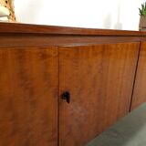 Long dark walnut veneer sideboard, vintage TV cabinet