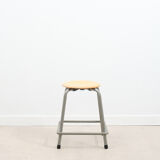 Low gray beech stool with footrest