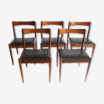 Rosewood Astrid Dining Chairs by Oswald Vermaercke for V-Form, 1962, Set of 5