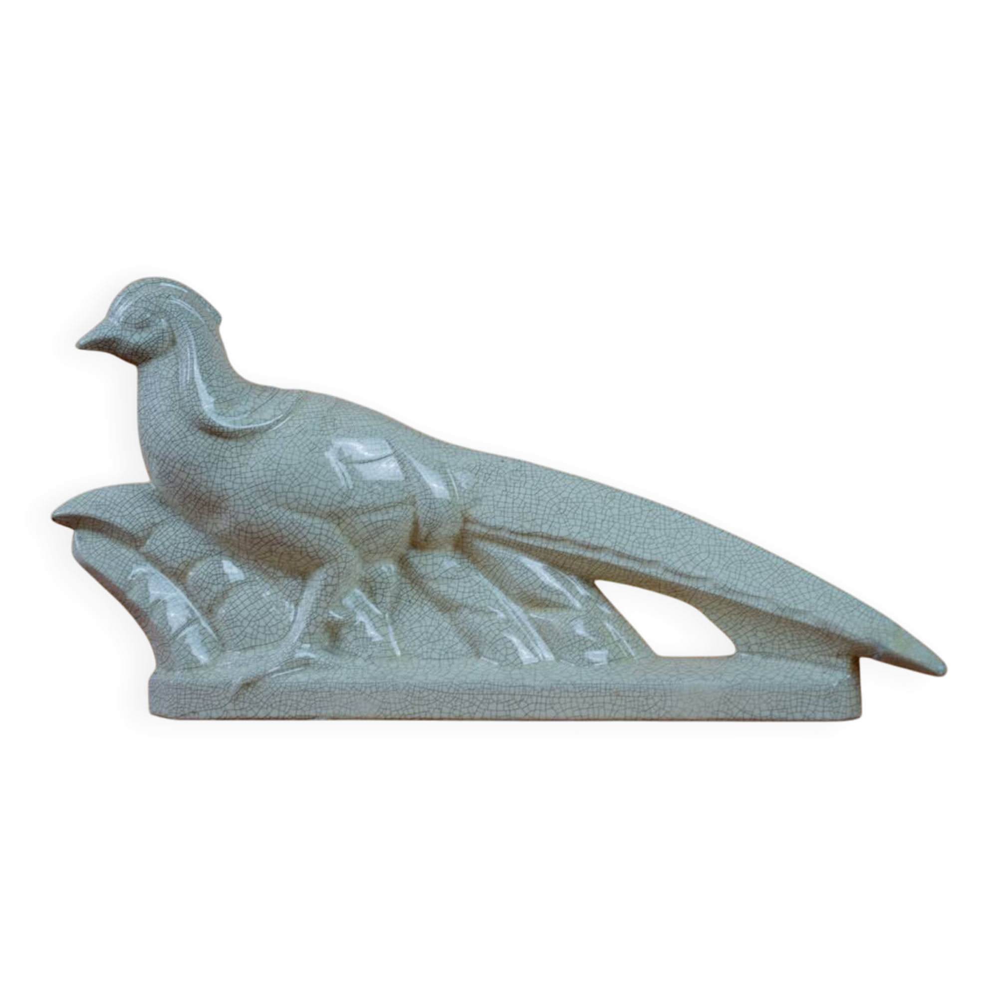 Art Deco pheasant in glazed earthenware by Louis Fontinelle - 1930s