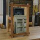 1950s Brutalist style solid oak mirror