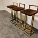 Belgochrom brass bar stools, set of 3, 1970s
