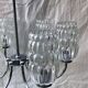 6-branched chrome chandelier & glass lampshades
