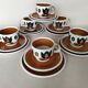6 cups and cake plates Kimono Boch La Louvière