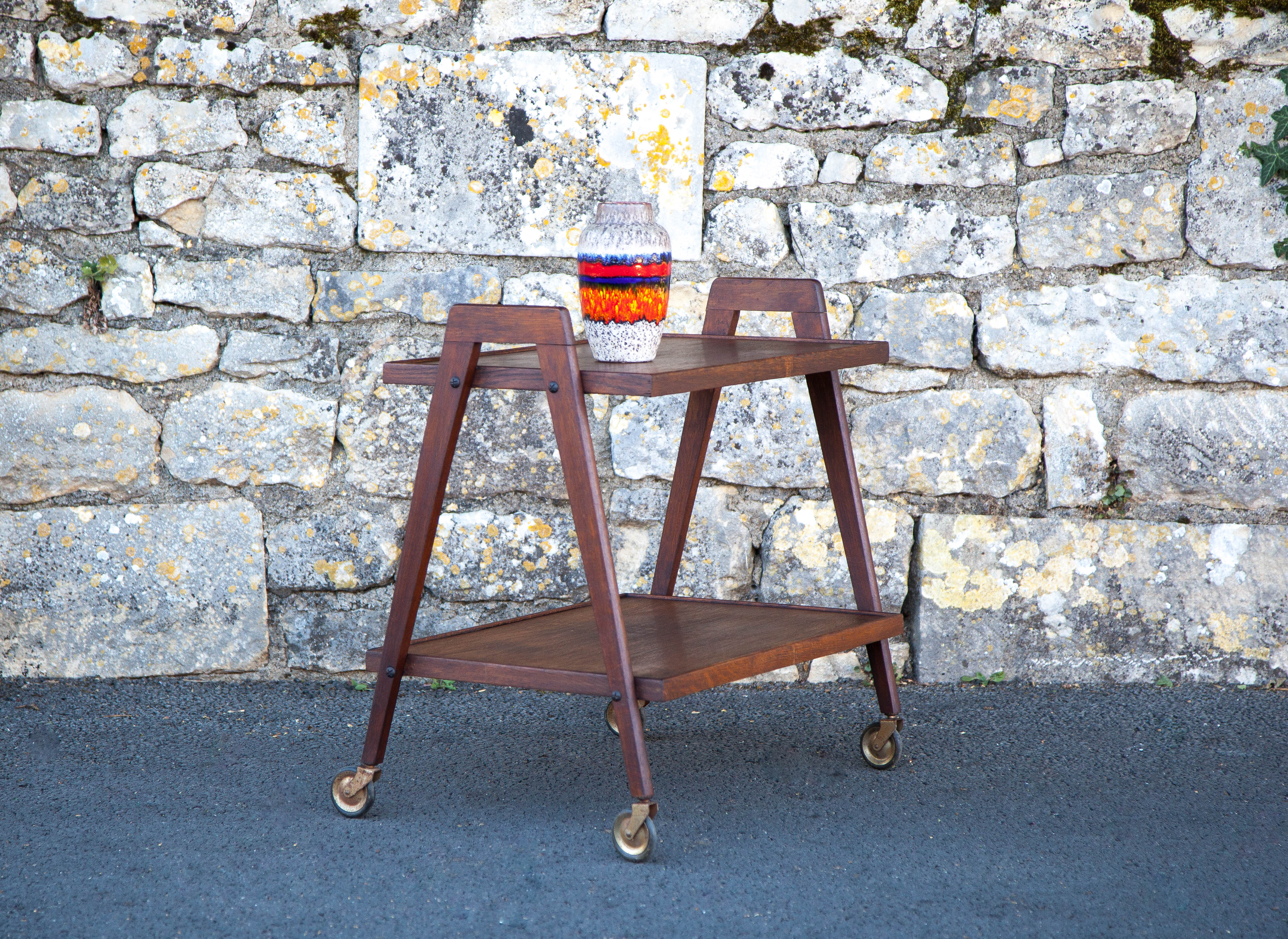 Vintage wooden serving trolley
