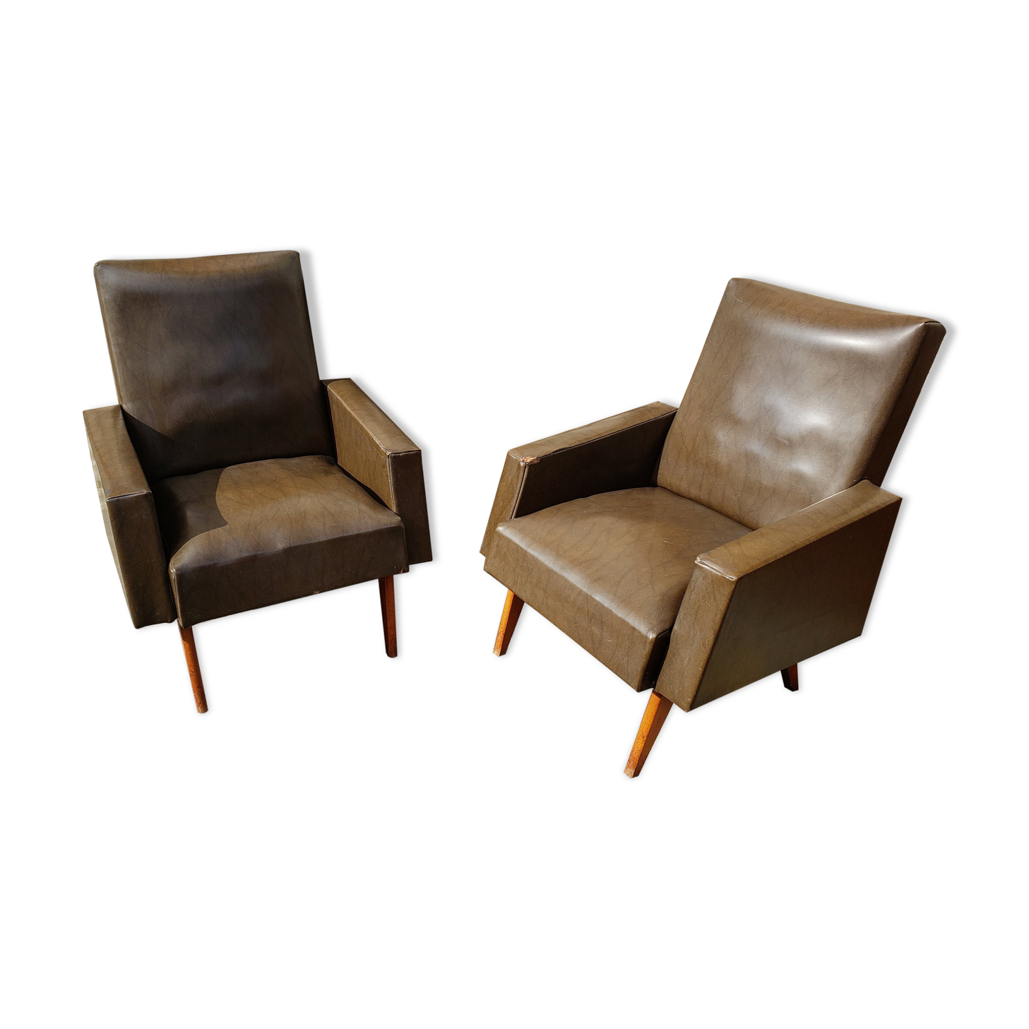 Vintage Scandinavian olive green armchairs