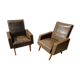 Vintage Scandinavian olive green armchairs