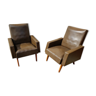 Fauteuils vintage scandinave vert olive