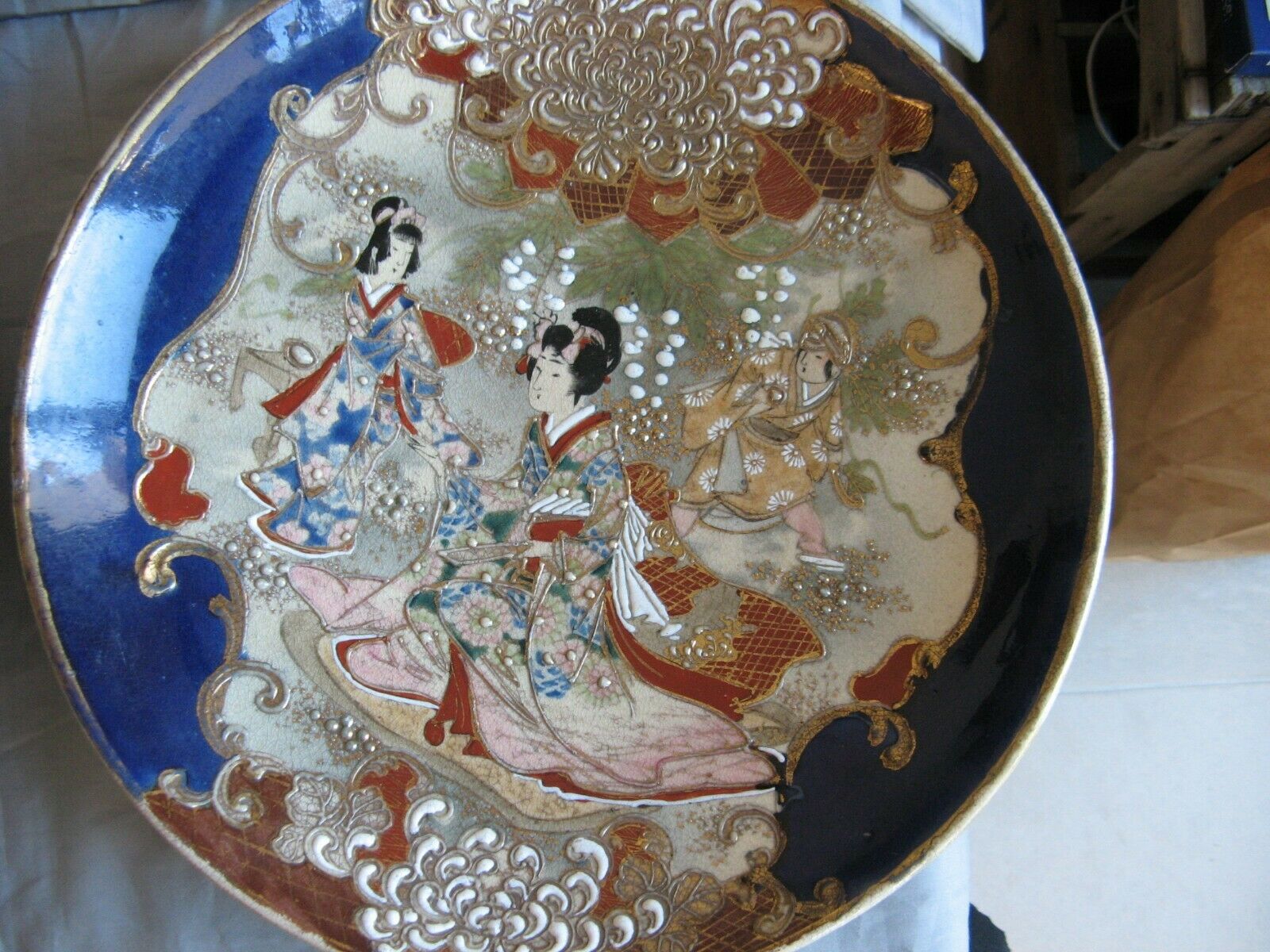 Pair of dishes in Satsuma Kyoto Kinkozan faience late nineteenth
