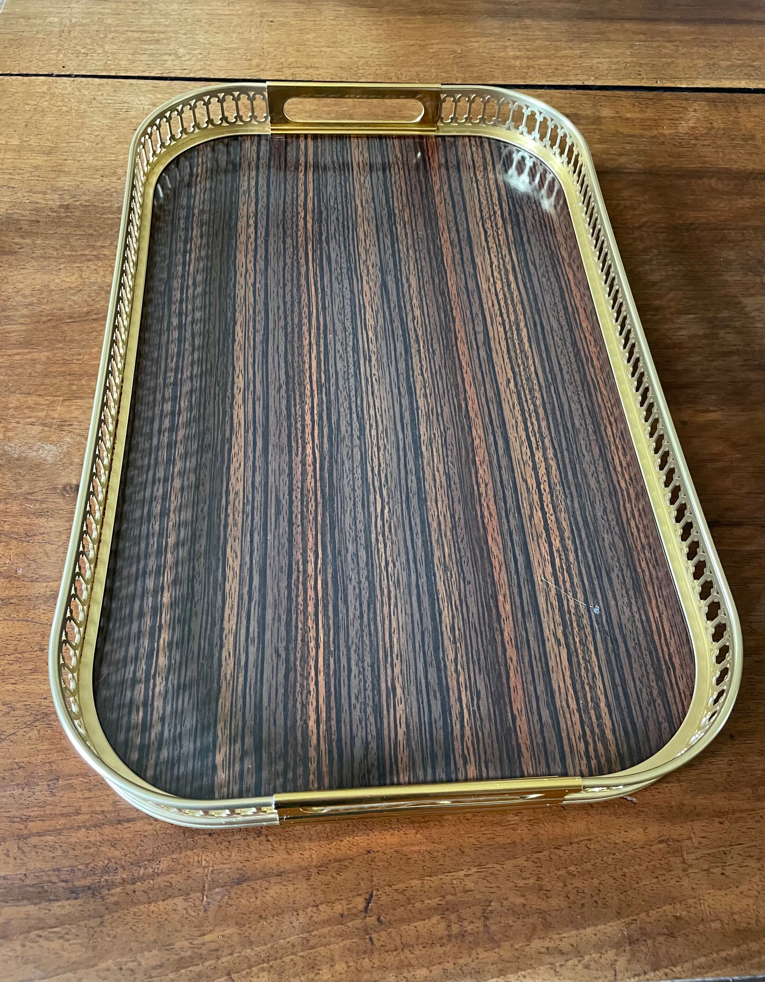 Vintage brass and formica tray 1950s