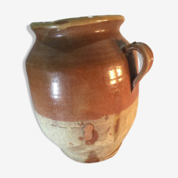 Brown glazed confit pot