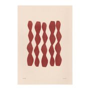 Abstract painting on paper, dark red illustration signed Eawy.