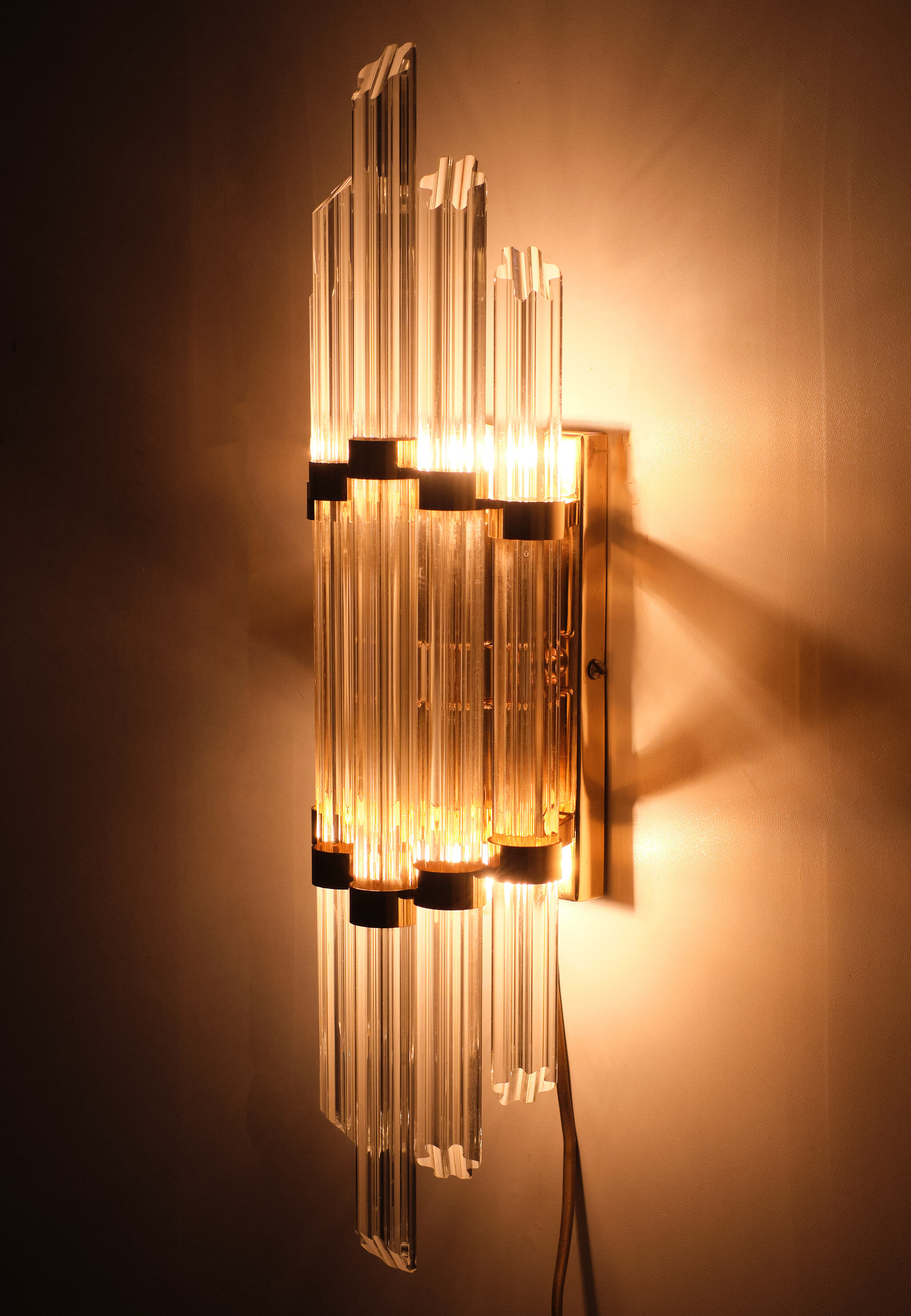 Crystal glass venini wall lamp, 1970s
