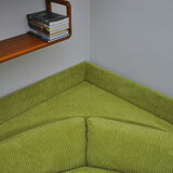 Green Corduroy Modular Corner Sofa, 1970s, Set of 4