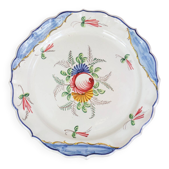 Large Vintage Hand Painted Italian Ceramic Plate with Flowers