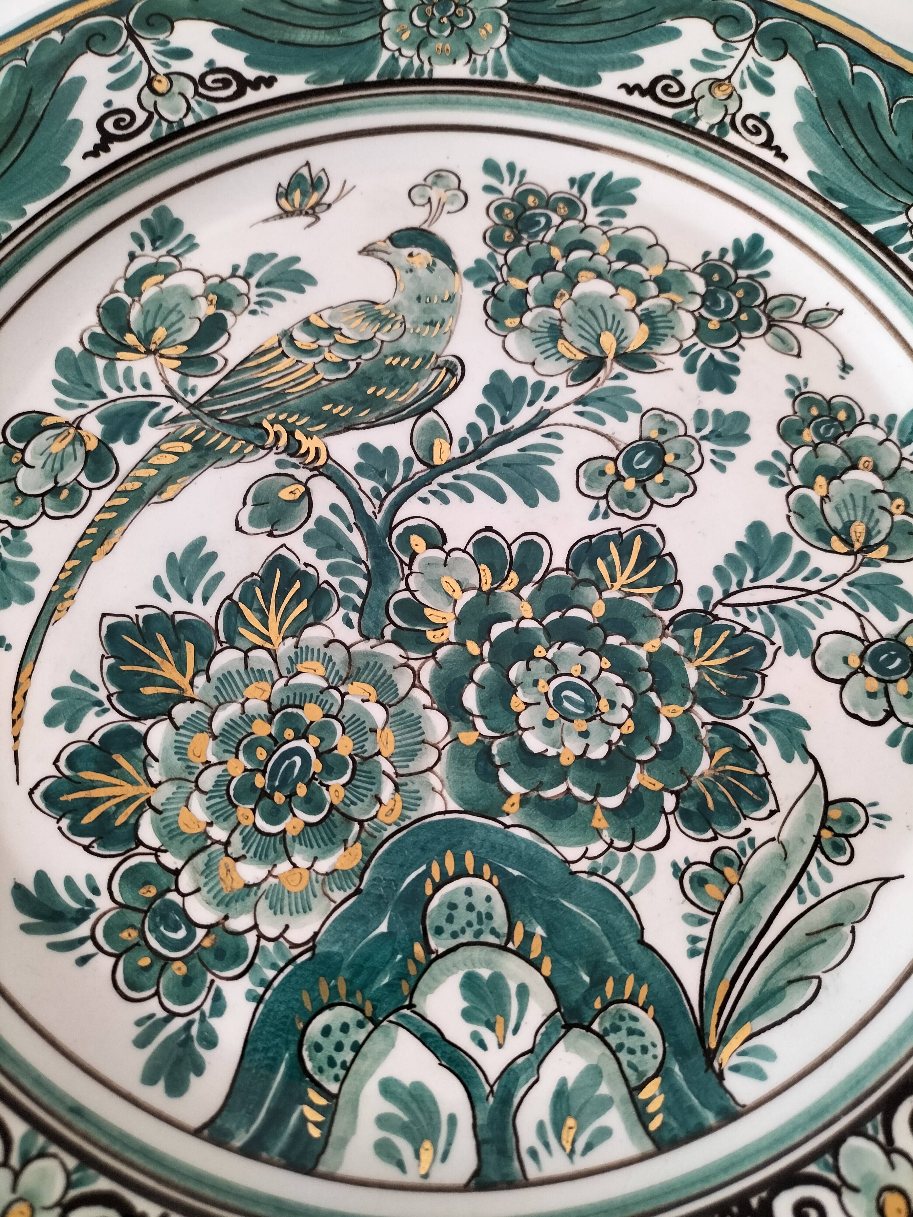 Large rare Delft Groen hand-painted plate Velsen pottery Netherlands