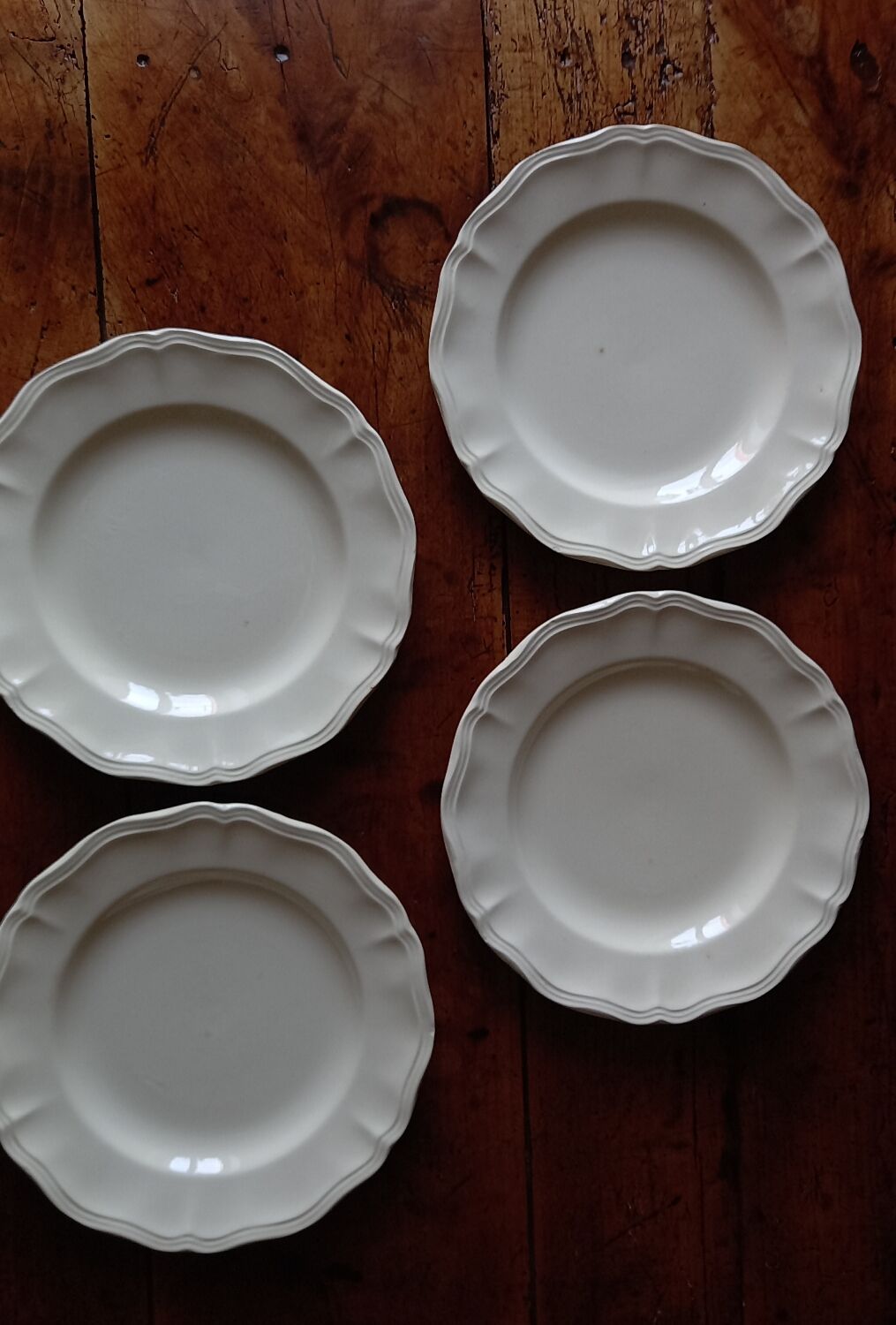 6 flat plates Digoin Sarreguemines ivory model (ø 24,5cm)