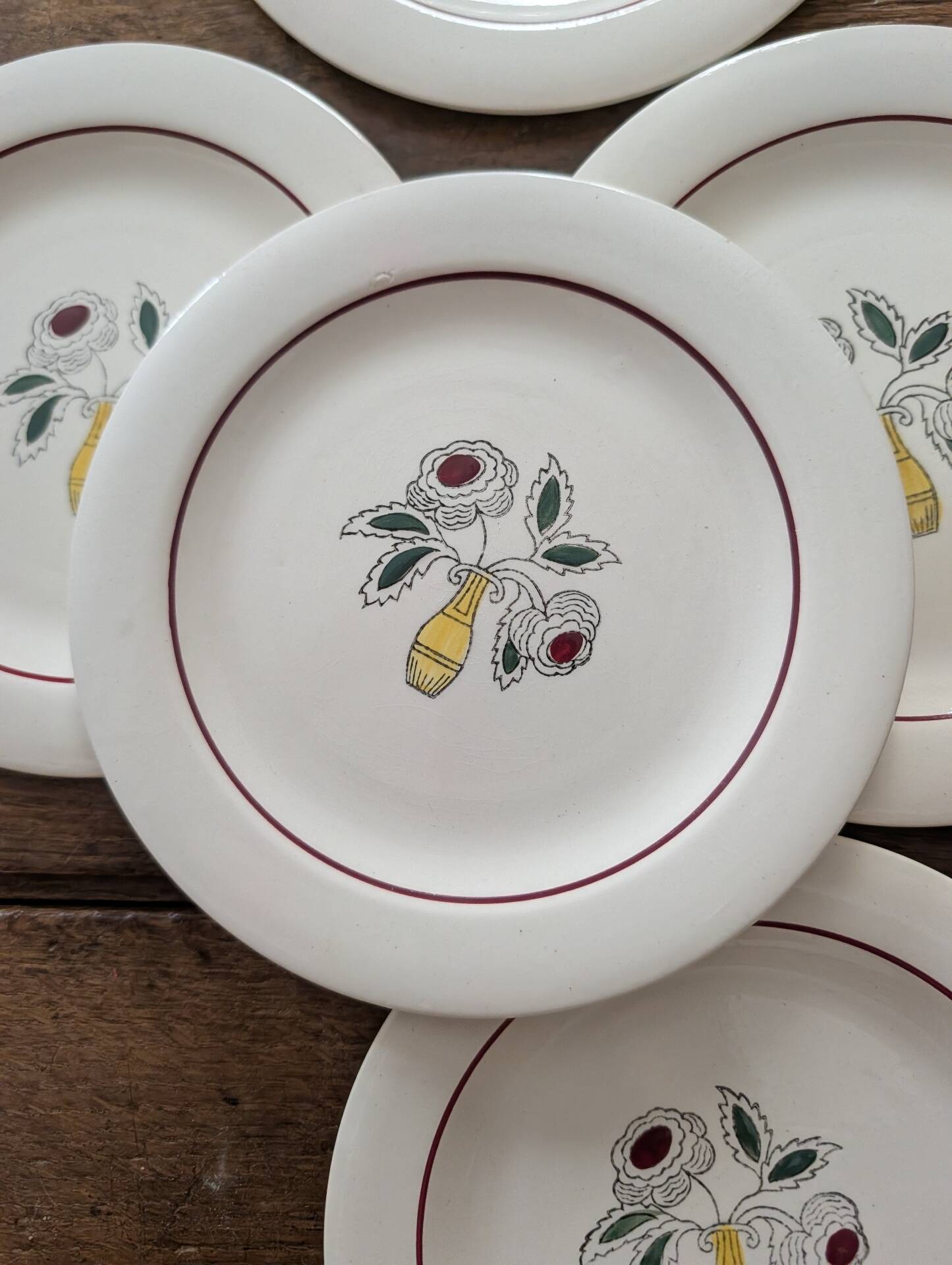 Vintage dessert plates – floral bouquet – French earthenware