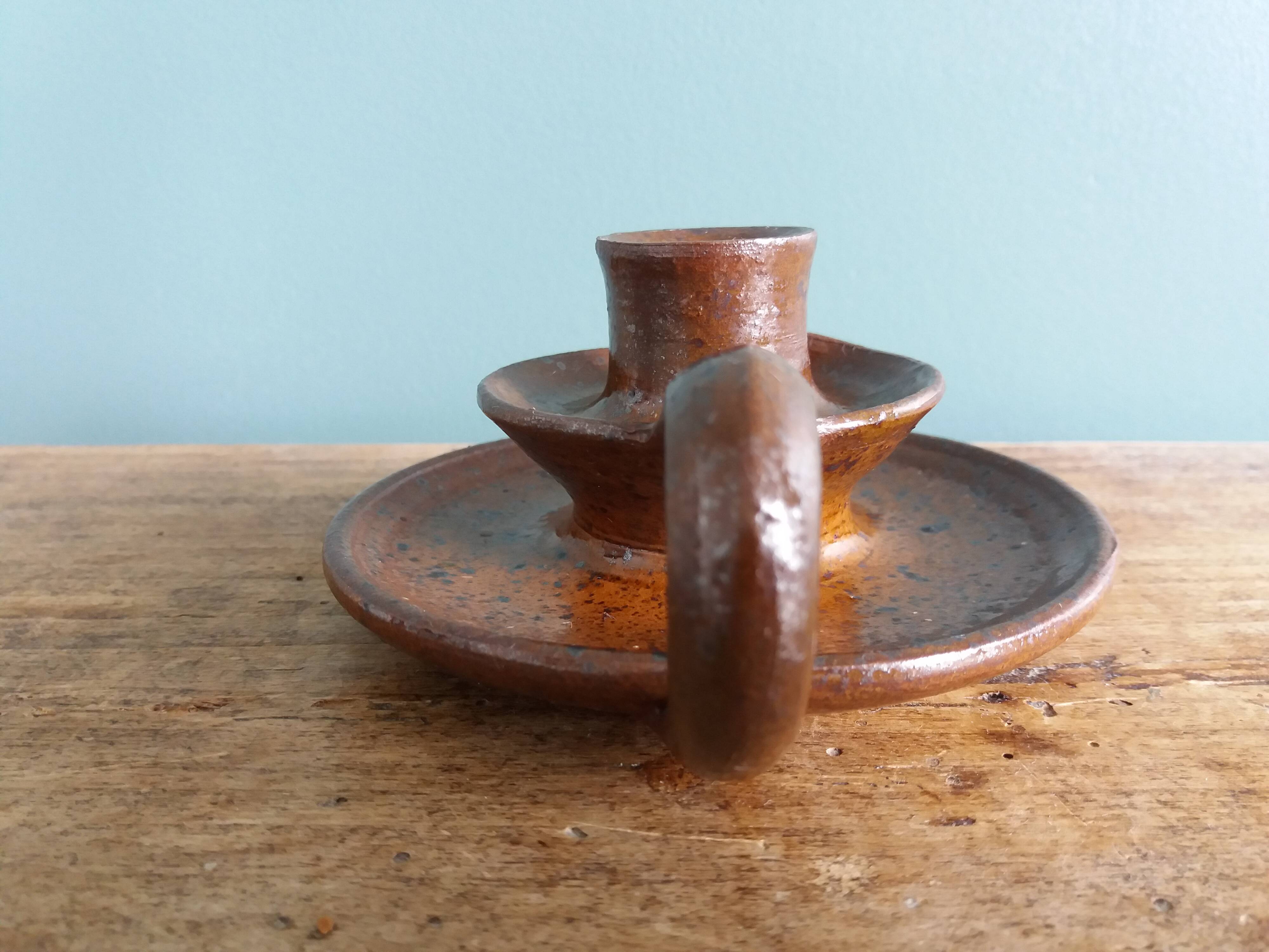 Cellar rat hand candle holder with pyrite terracotta
