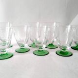 8 two-tone Art Deco engraved crystal stemware