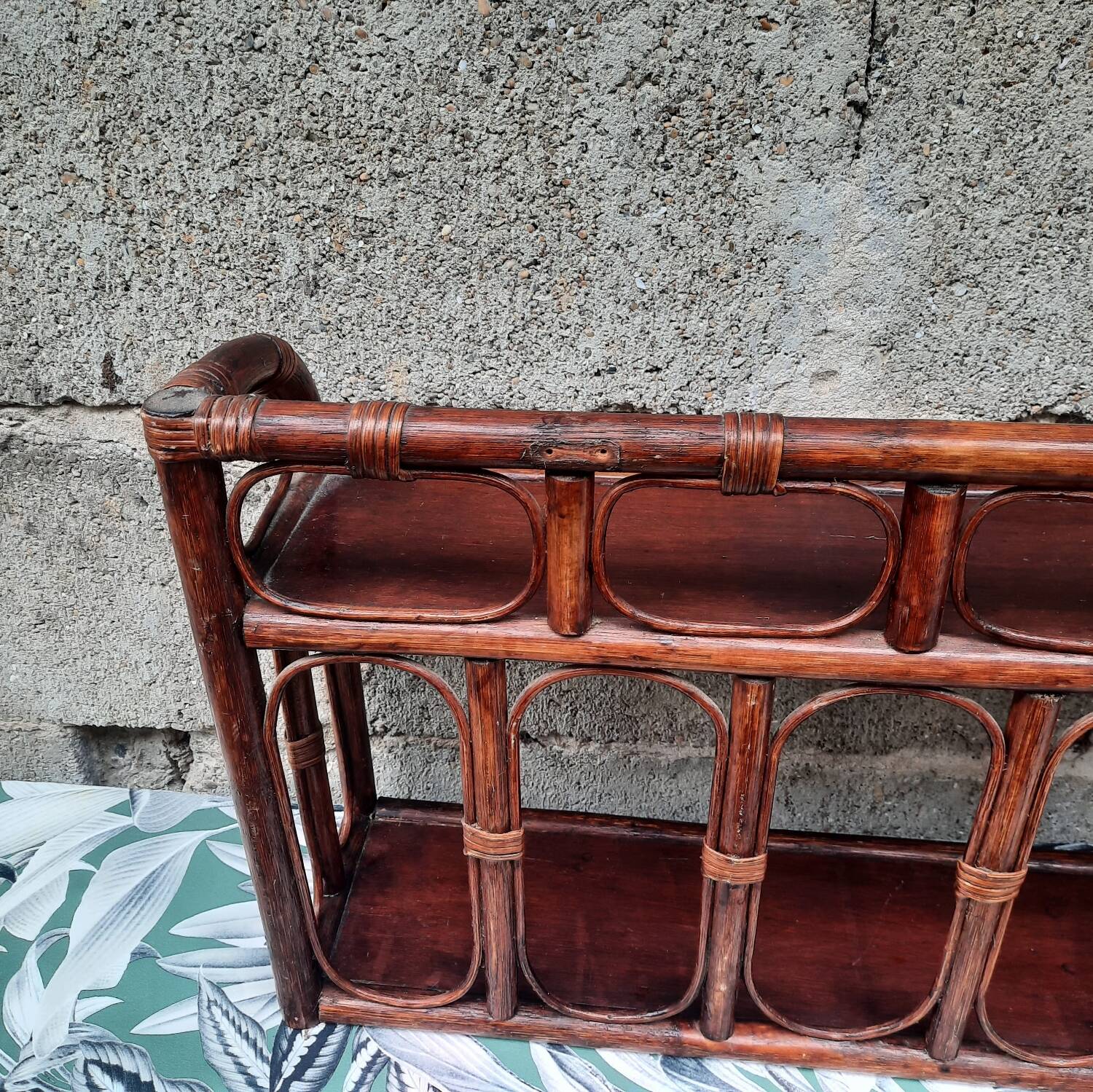 Vintage bamboo wall shelf