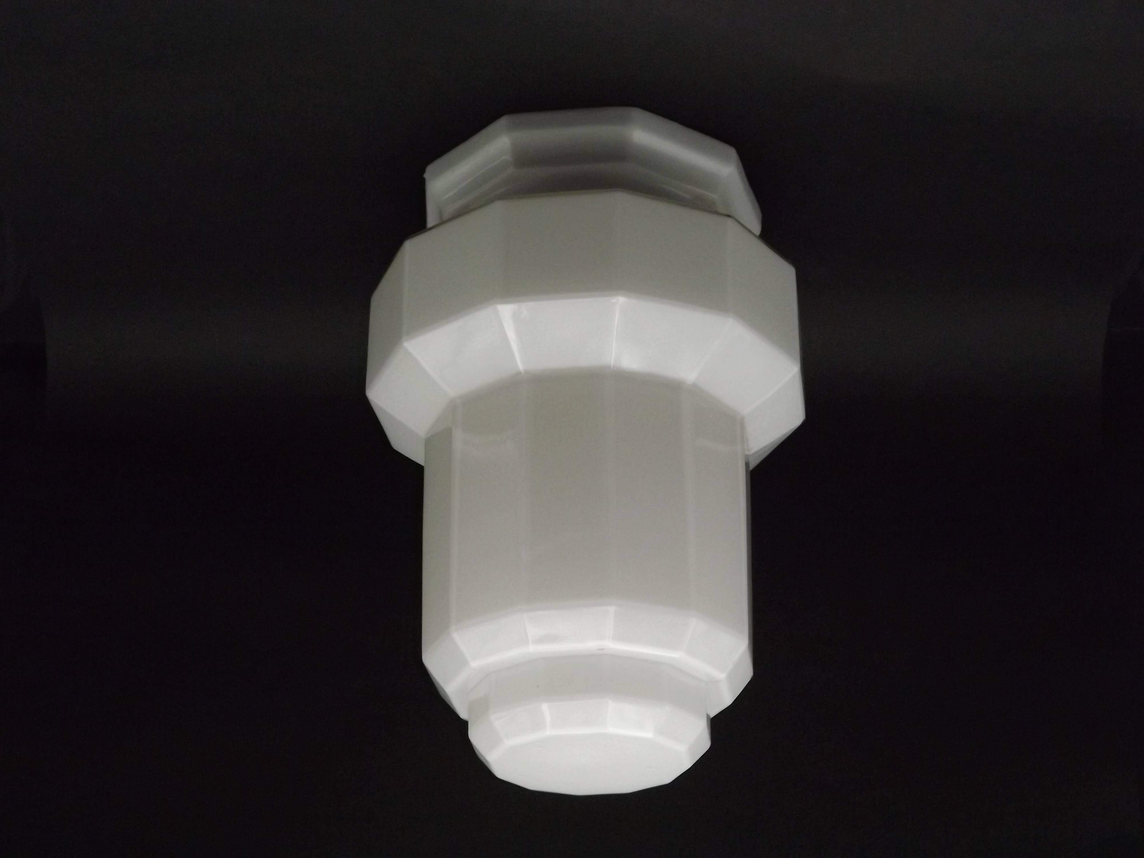 French Art Deco Skyscraper Ceiling Light White Opaque Glass - Limoges Mount
