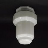 French Art Deco Skyscraper Ceiling Light White Opaque Glass - Limoges Mount