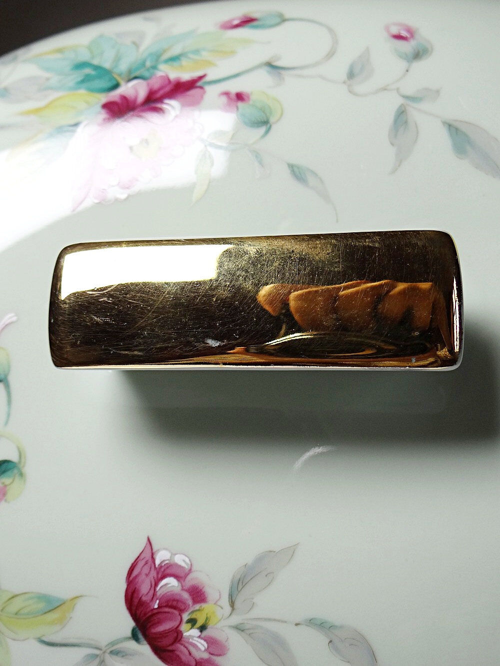 Soupière style art déco décor floral porcelaine céladon vintage Limoges France