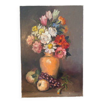 Nature morte aux fleurs signée de 1992