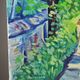 Modern colourful landscape tableau oil on canvas vintage village signed Gaulot