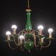 Art Deco Brass and Painted Terracotta Chandelier, 1950s