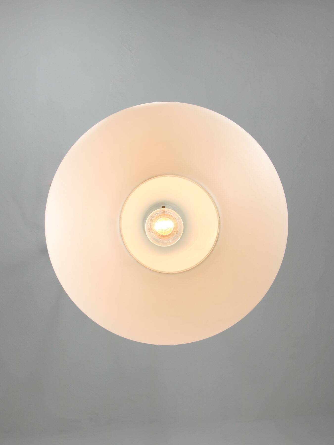 Mid-Century Italian Brass and Opaline Glass Pendant Lamp