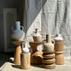 Side table, end of sofa in natural mango monoxyl conical tray H:50cm