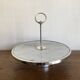 Silver-plated rotating platter and white marble pastry stand 1960 neoclassical