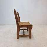 Ensemble de 6 chaises rasoir en chêne brutaliste, France, années 1960