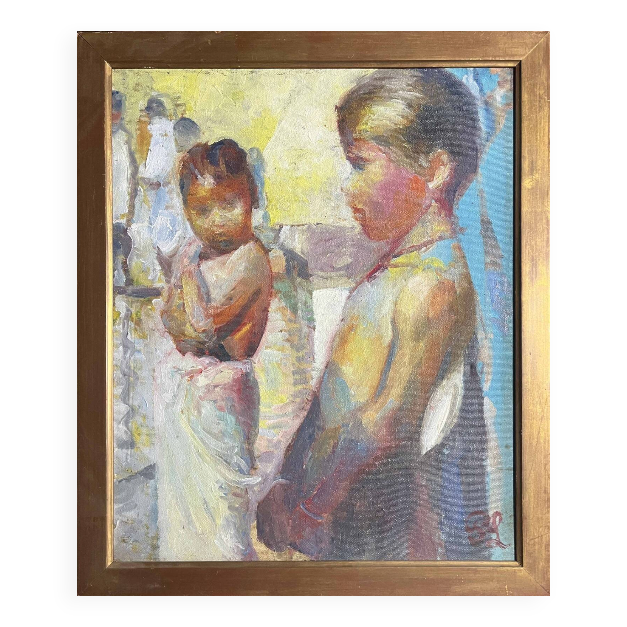 Tableau HST Patrice Landauer (1965) Orientalist Africanist "The two children"