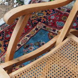 Cane folding armchair in solid wood