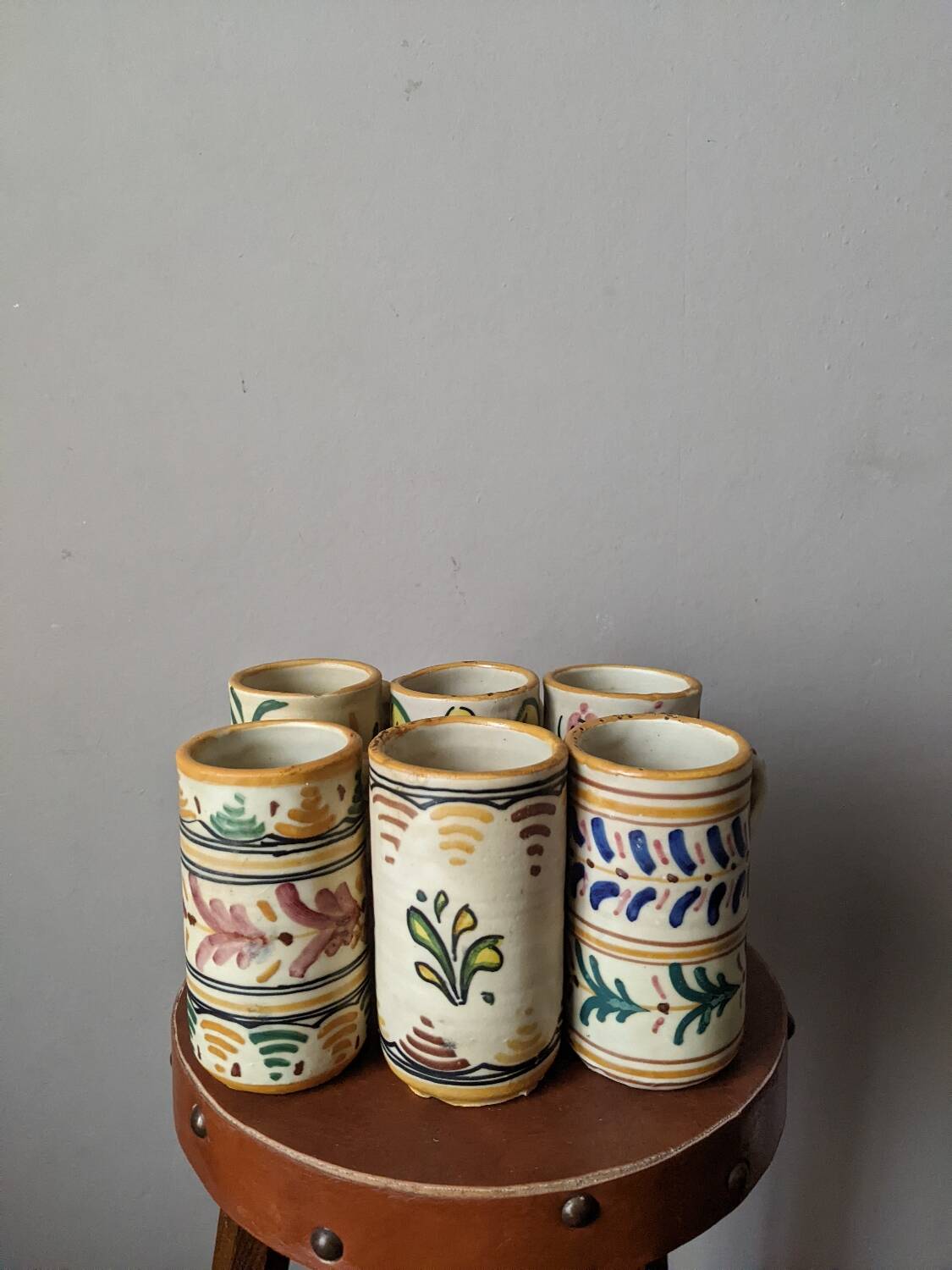 Set of 6 handcrafted ceramic mugs from the Spanish countryside and bohemian style