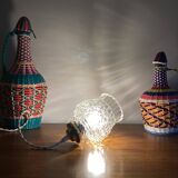 Lampe suspension baladeuse globe ancien verre transparent griffe de suspension en laiton LAMP-7384