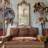 Canapé D’époque Art Nouveau garni de Son Tissu velours D’origine - XXe