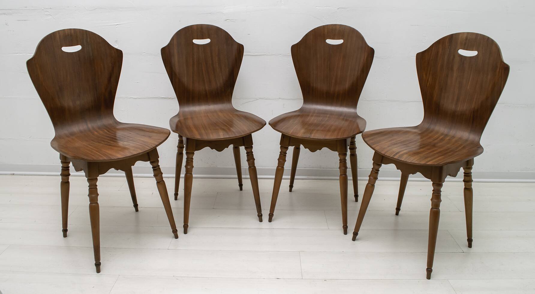After Carlo Ratti Mid-Century Modern Italian Bentwood Chairs, 1950s