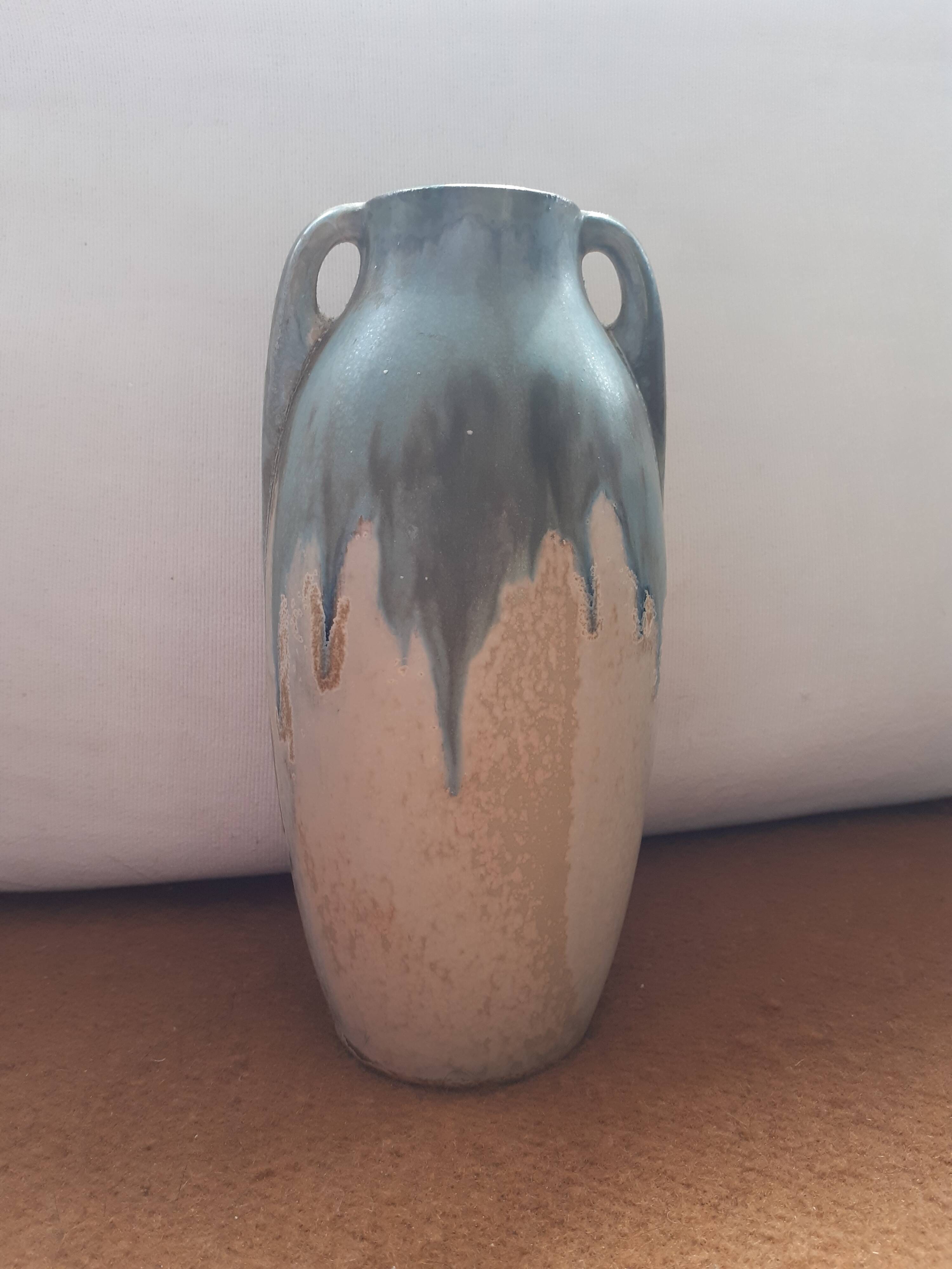 Vintage amphora-shaped vase signed Denbac